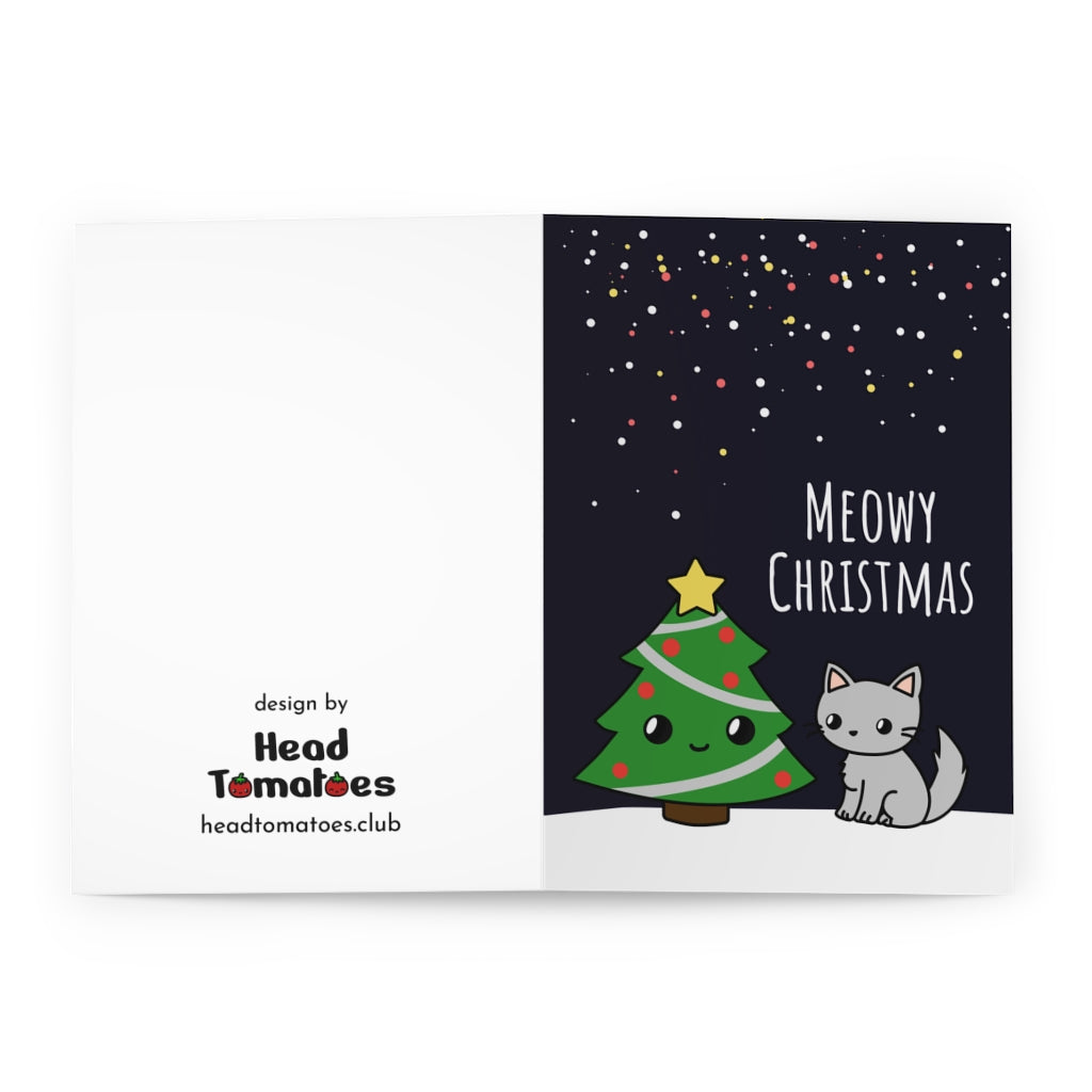 Meowy Christmas Greeting Cards (5 Pack w/ Envelopes)