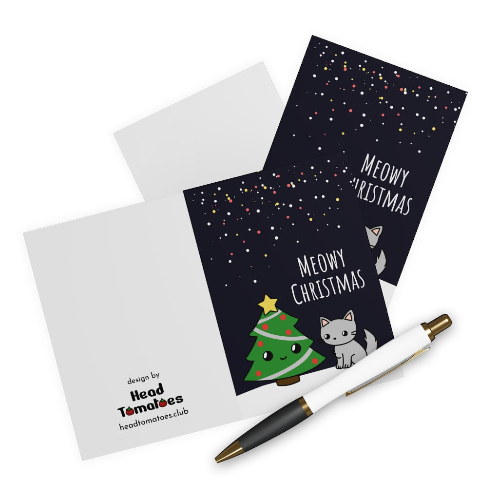 Meowy Christmas Greeting Cards (5 Pack w/ Envelopes)